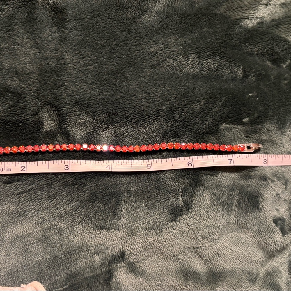 Red and Silver Tennis Bracelet